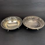A pair of pierced hallmarked silver bowl raised on three feet, Dia. 20cm. H. 8cm.