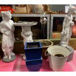 A group of vintage concrete, garden figures and other garden items, tallest H. 27cm.