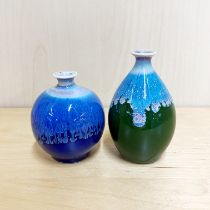 Two Chinese contemporary studio pottery miniature vases, tallest 8.5cm.