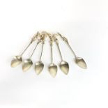 A set of six Australian silver spoons, each decorated with a different native animal or bird, L.