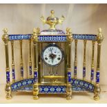 A superb large reproduction enamelled and gilt brass mantle clock, W. 51cm. H. 47cm. pendulum
