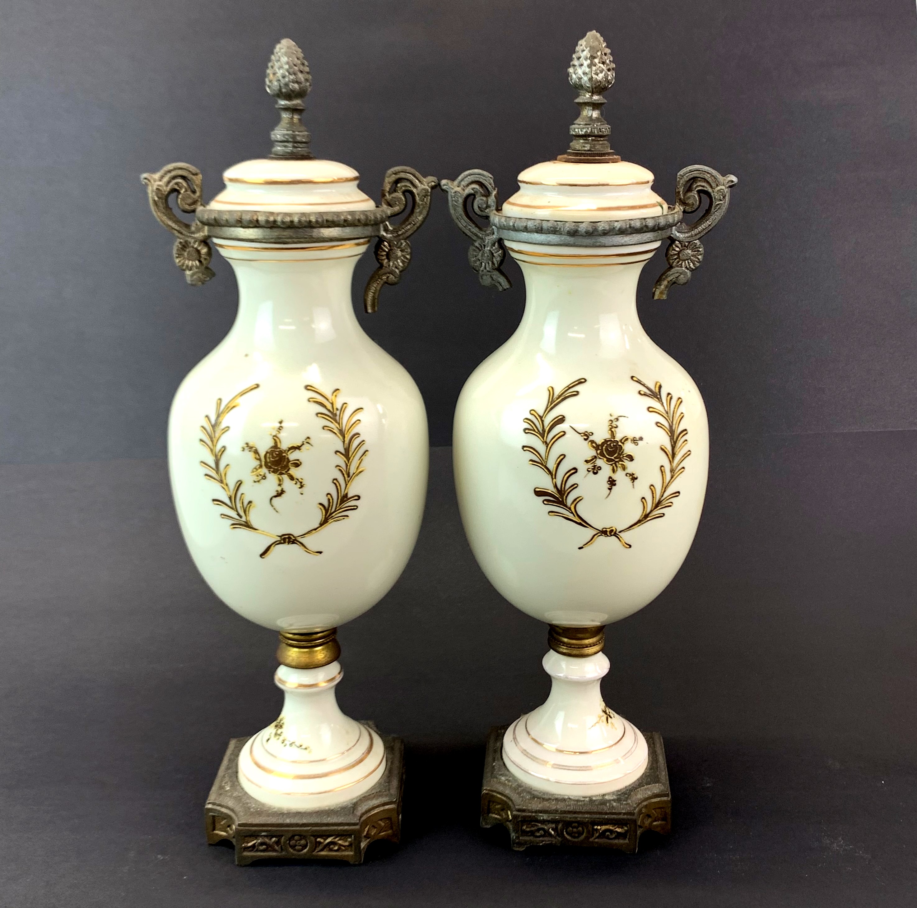 A pair of 19th century bronze mounted porcelain garnitures, H. 34cm. - Image 2 of 2