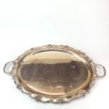 An impressive large silver plated on copper butlers tray, W. 75cm.