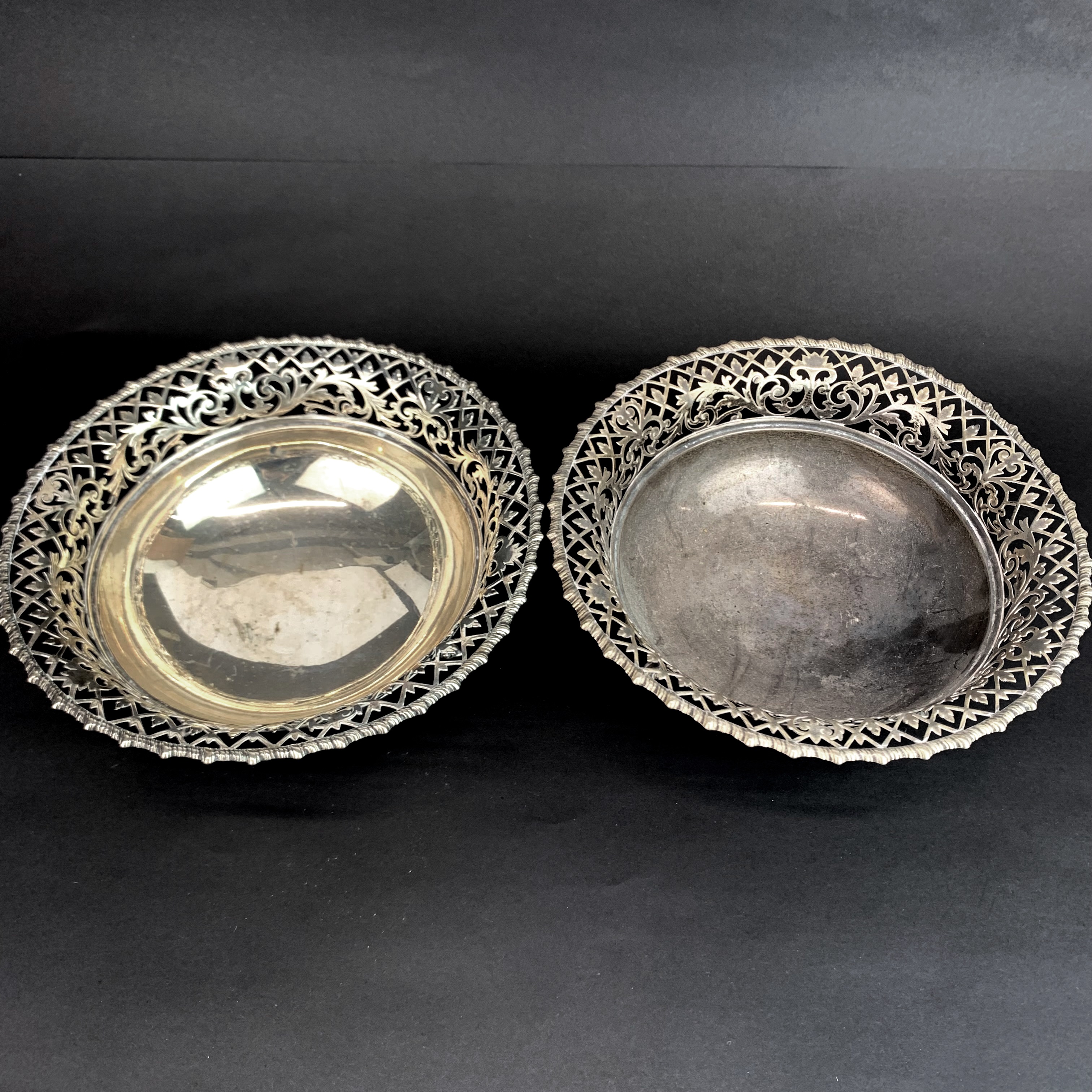 A pair of pierced hallmarked silver bowl raised on three feet, Dia. 20cm. H. 8cm. - Image 2 of 3