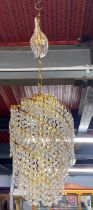 A 1970's gilt spiral chandelier light fitting, H. 44cm.