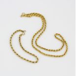 A hallmarked 9ct yellow gold twist chain necklace, L. 45cm, together with a matching 9ct yellow gold