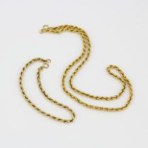A hallmarked 9ct yellow gold twist chain necklace, L. 45cm, together with a matching 9ct yellow gold
