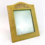 An early 20th century silk covered and Chinese carved jade inset photo frame, H. 37cm, W. 29cm.