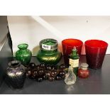 A group of good coloured glassware.