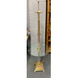 An impressive gilt brass and crystal column standard lamp, H. 145cm.