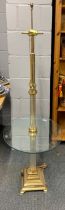 An impressive gilt brass and crystal column standard lamp, H. 145cm.