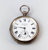 A hallmarked silver open faced pocket watch. Appears to be in working order but not fully tested.