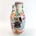 A large Chinese Republican period hand painted porcelain vase, H. 46cm. A/F to rim