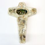 A Troika glazed pottery cross, H. 28cm.