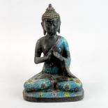 A Chinese cloisonne on bronze figure of a seated Buddha, H. 24cm.