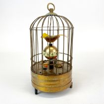 A novelty brass birdcage clock, H. 18cm.