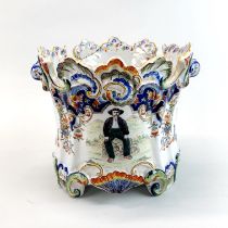 A Chatel-Guyon French faience planter, H. 20cm. A/F .