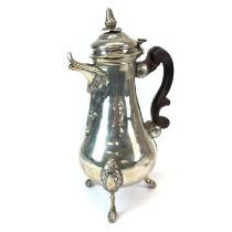 A heavy Malta hallmarked silver coffee pot presented at The Military Hospital Malta 1918, H. 29cm.