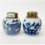 Two unopened Chinese hand painted porcelain pickle jars, H. 11.5cm.