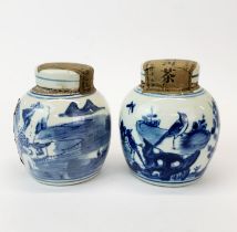 Two unopened Chinese hand painted porcelain pickle jars, H. 11.5cm.