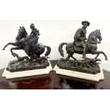 A superb pair of 19th-century bronze figures of King Henry VIII and Anne Boleyn hunting with