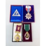 A boxed Queen Elizabeth II Imperial Service medal together with further medals (masonic items