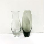 Two Scandinavian vintage glass vases, H. 22cm.