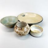 A studio pottery bowl by Karin Langhard dated 2011, Dia. 27cm. together with three further Studio