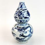 A Chinese hand painted porcelain gourd vase, H. 26cm.