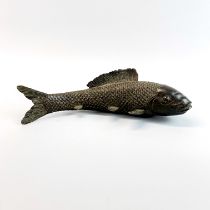 An Oriental bronze figure of a koi carp, L. 29cm.