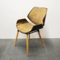 A retro design Makika faux leather and veneered desk chair, H. 82cm.