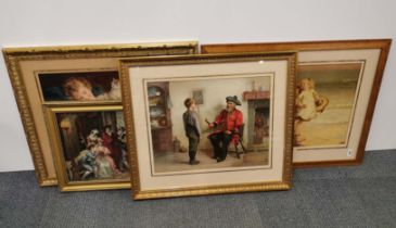 A group of four framed Victorian coloured lithographs, largest framed 87 x 68cm.