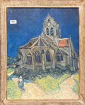 An oak framed lithograph after Vincent Van Gogh, 50 x 61cm.