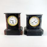 Two 19th century French slate mantel clocks. H. 24cm.