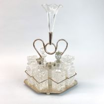 An early 20th century silver plated epergne cruet set, H. 36cm.