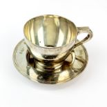 A hallmarked silver armada dish, Dia. 12.5cm. together with a heavy hallmarked silver cup engraved
