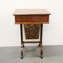 A regency mahogany veneered workbox, 50 x 37 x 74cm.