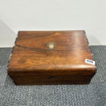 An unusual 19th C. rosewood veneered writing slope with horn inlay, 35 x 26 x 14cm.