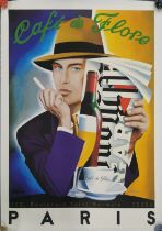 Gérard Courbouleix–Dénériaz. A large signed 'Razzia' canvas mounted poster for Café de Flore, Paris,