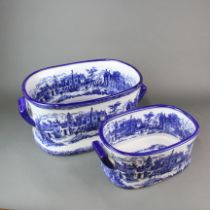 Two porcelain foot baths, largest W. 47cm.