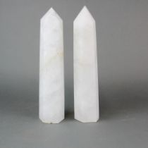 Two large polished quartz crystal points, H. 29cm.
