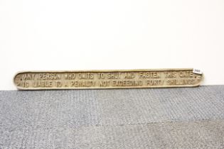 A cast-iron reproduction railway sign, W. 81cm.