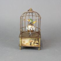 A reproduction Chinese novalty bird cage clock, H. 17cm.