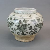 A Chinese 19th/20th century provincial hand painted porcelain jar, Dia. 25cm. H. 23cm.