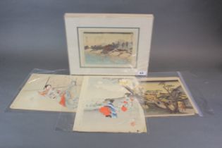 A group of 19th/20th century Japanese woodblock prints, Largest 36 x 25.