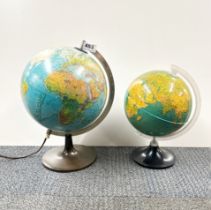 Two vintage globes, tallest H. 37cm.