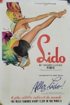 A large canvas mounted Paris Lido poster, 125 x 85cm.