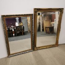 Two large gilt framed mirrors, largest 105 x 75cm.