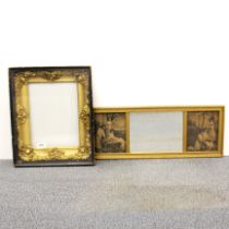 A 19th C. gilt frame within frame, 36 x 43cm. Together with a gilt framed picture mirror.