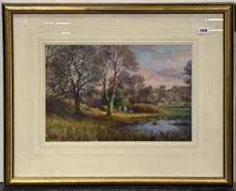 Jonathan Mitchell framed oil on board behind glass,country seen, frame size 74 x 59cm.